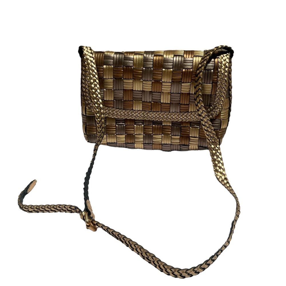 CEM Women’s vintage Woven Leather Gold Copper Silver Women Crossbody Purse